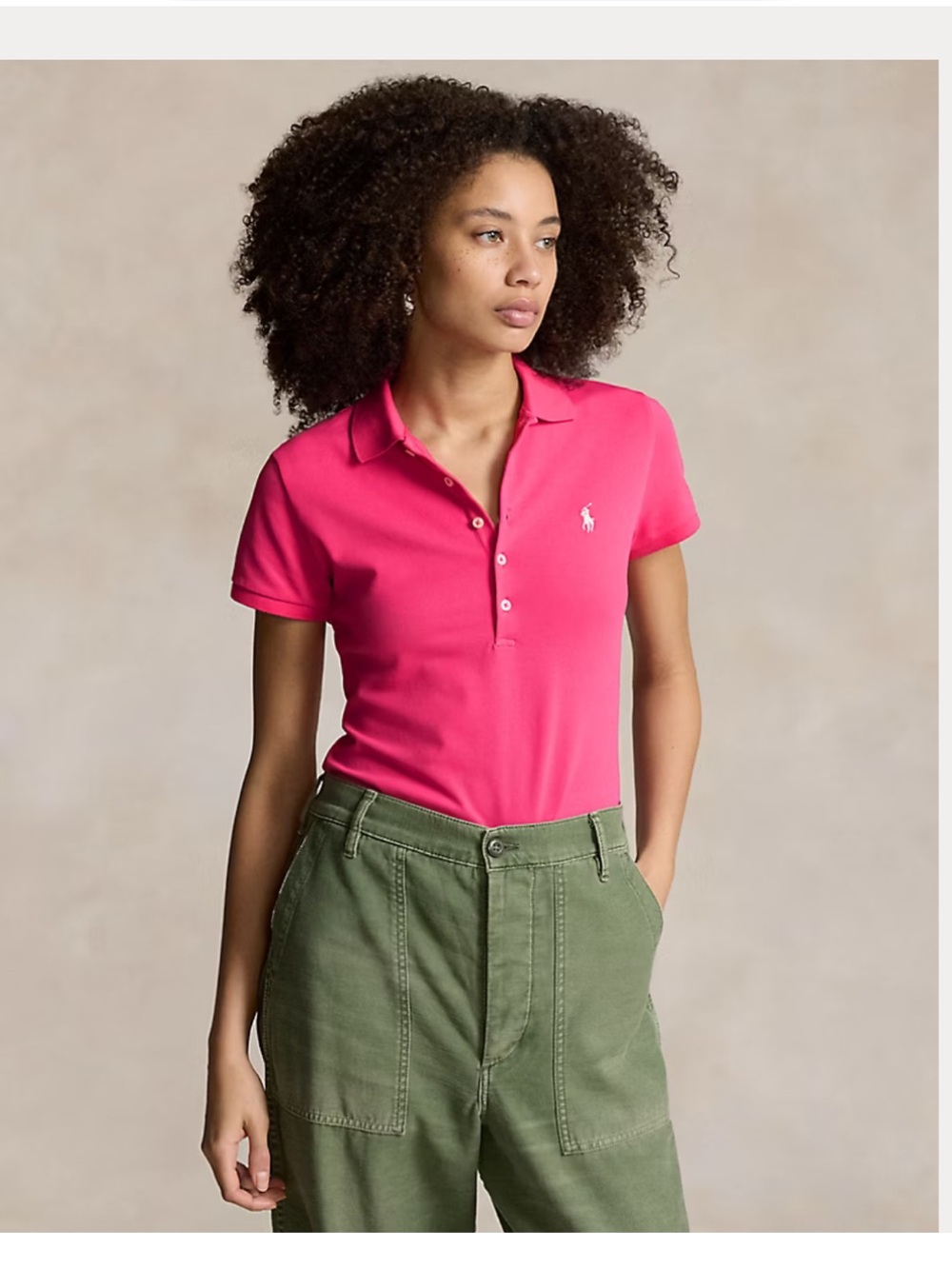 Ralph Lauren Hot Pink Long Sleeve Mesh Polo Shirt S